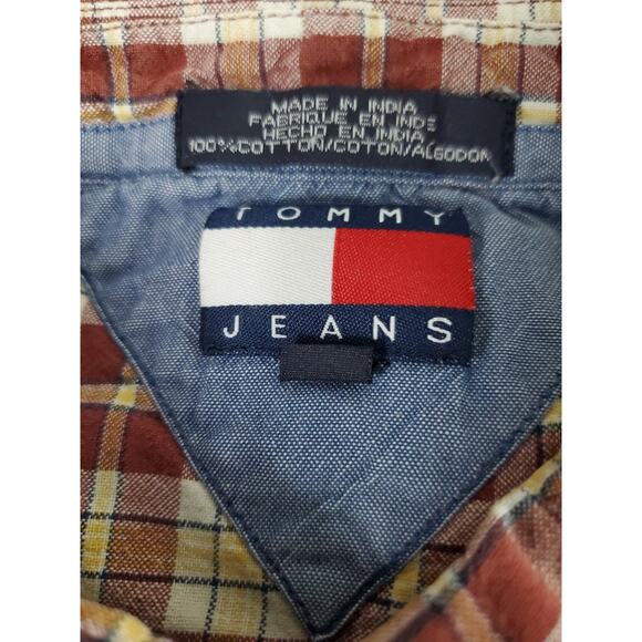 Tommy Jeans Mens Button Up Shirt Multicolor Size XL 100% Cotton Short Sleeve - Picture 5 of 12